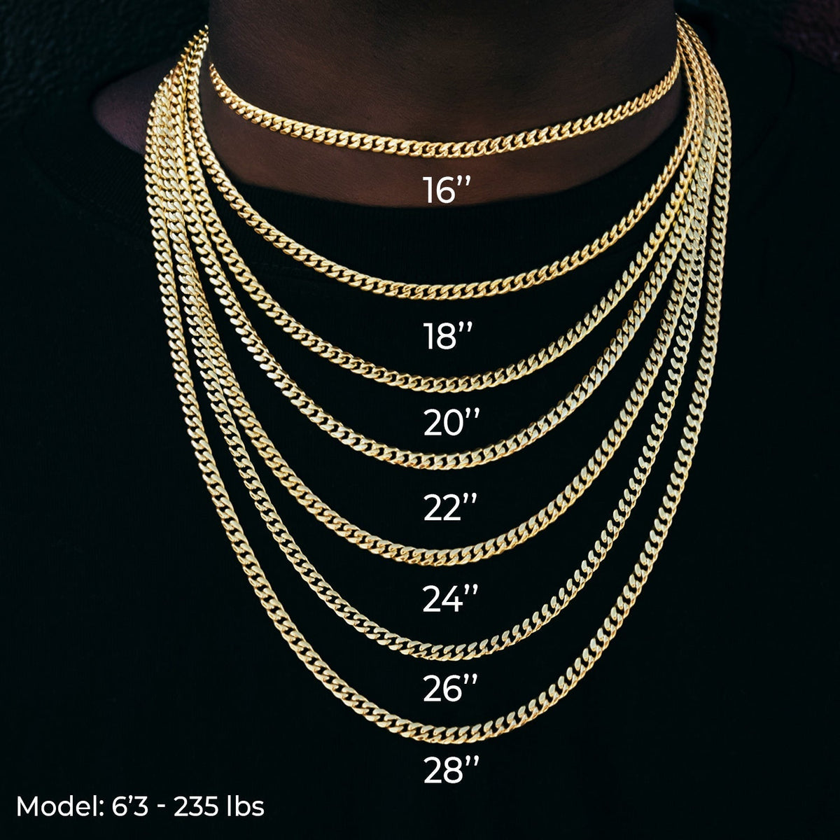 Rope Chain in Black - 4mm